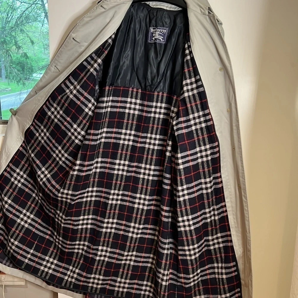 Burberry Sz 12L Vintage Burberrys Gray Trench Coat With Wool Zip Out Lining - Picture 12 of 16